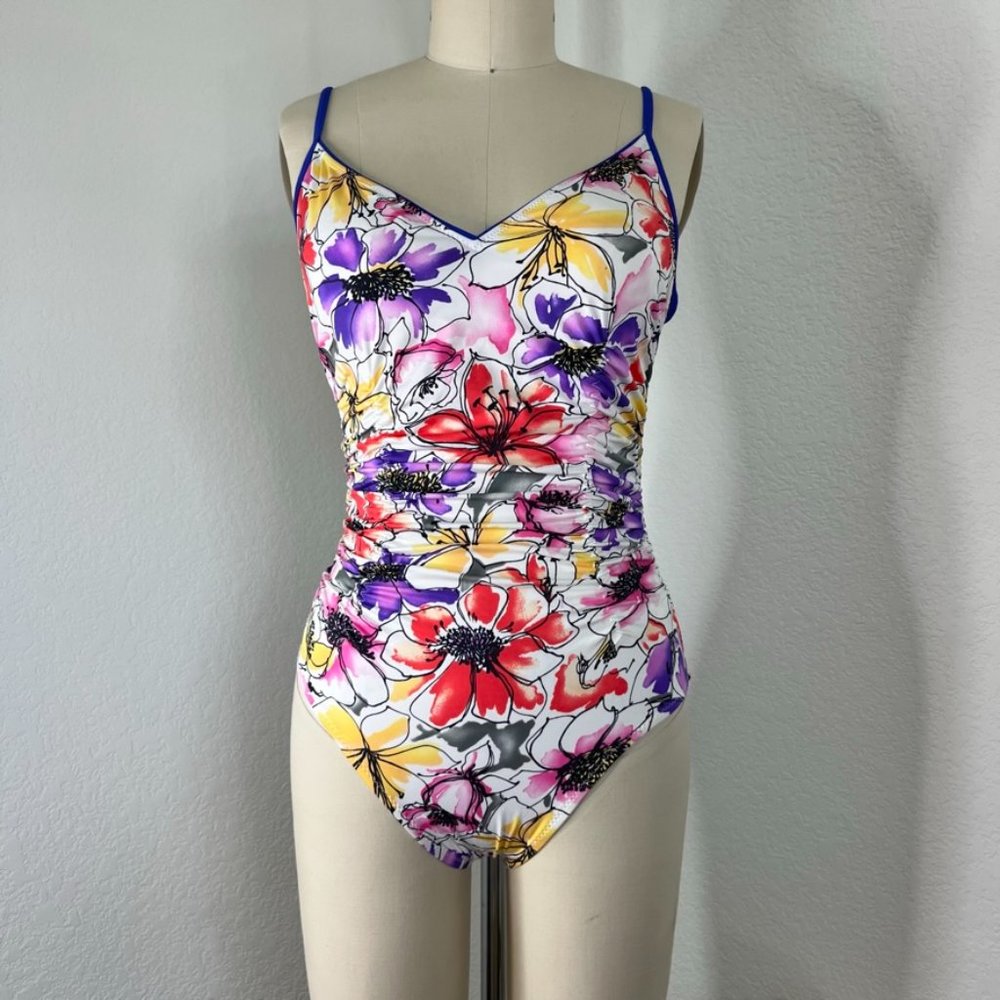 Gottex Floral V Neck Scoop Back Plunge Swimsuit + Coverup